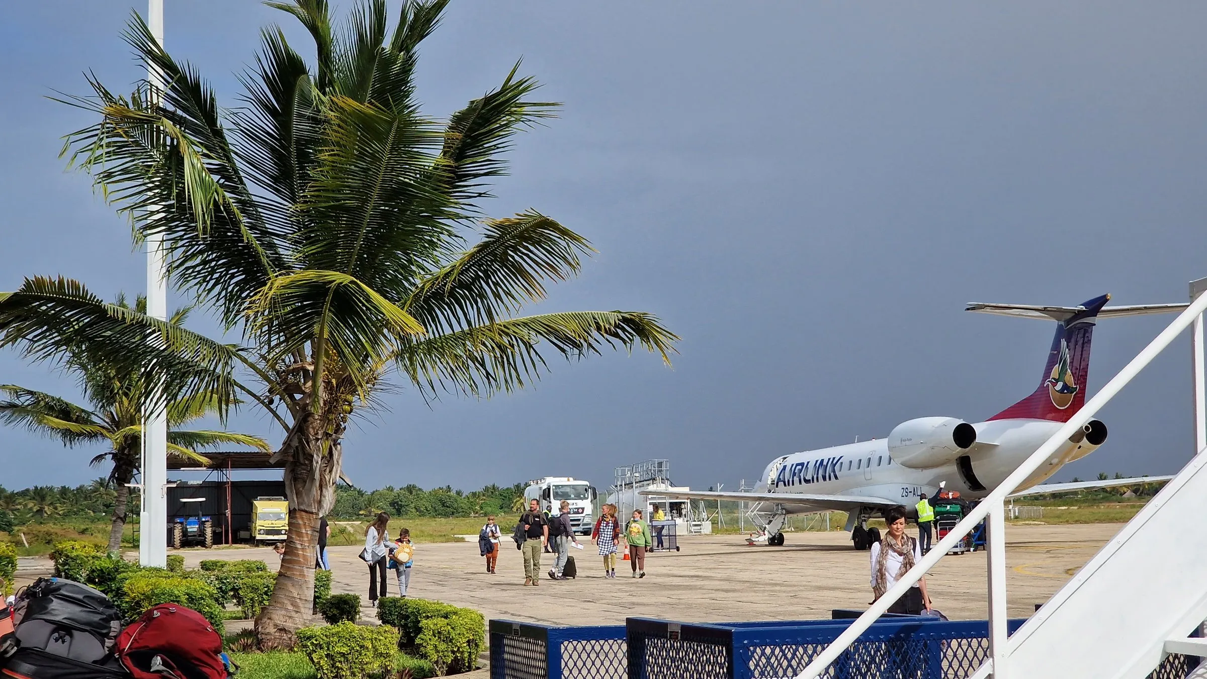 An Airlink regional jet on the apron at Vilankulo airport