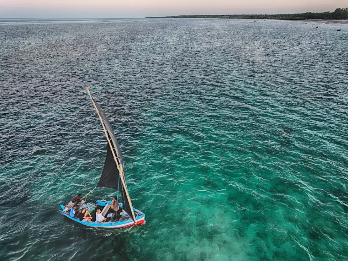 The dhow jetty at Vilanculos from the air